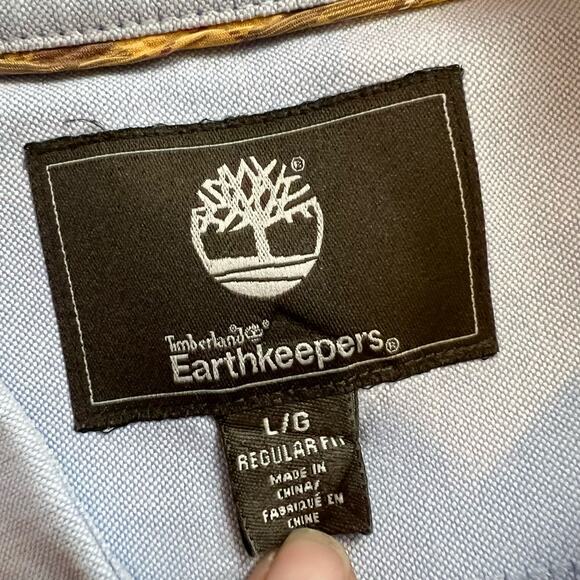 Timberland Shirt Mens Large Light Blue Earth Keeper Button Work - Picture 5 of 7